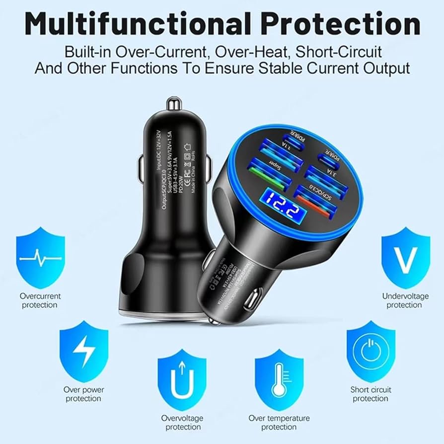 Buvrs™  6 in 1 - 100watt  Car Charger Phone (Fast Charging)